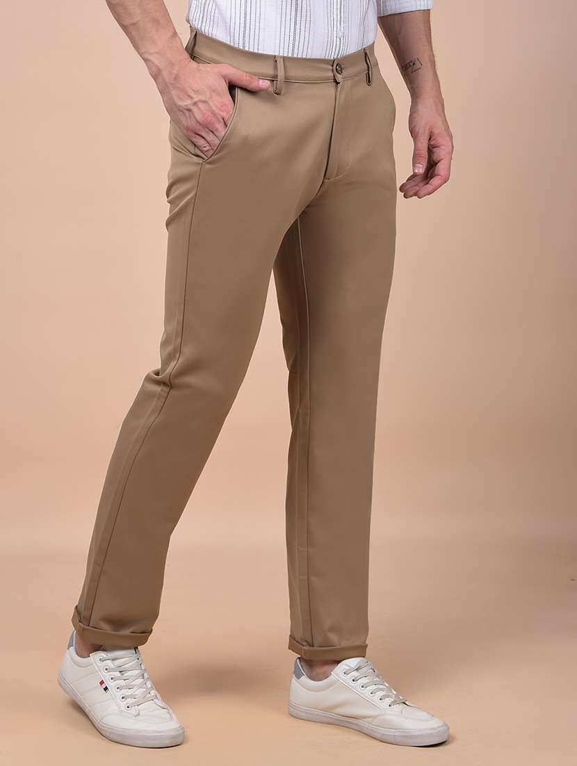 men solid mid rise flat front casual chinos - 21987536 - Standard Image - 2