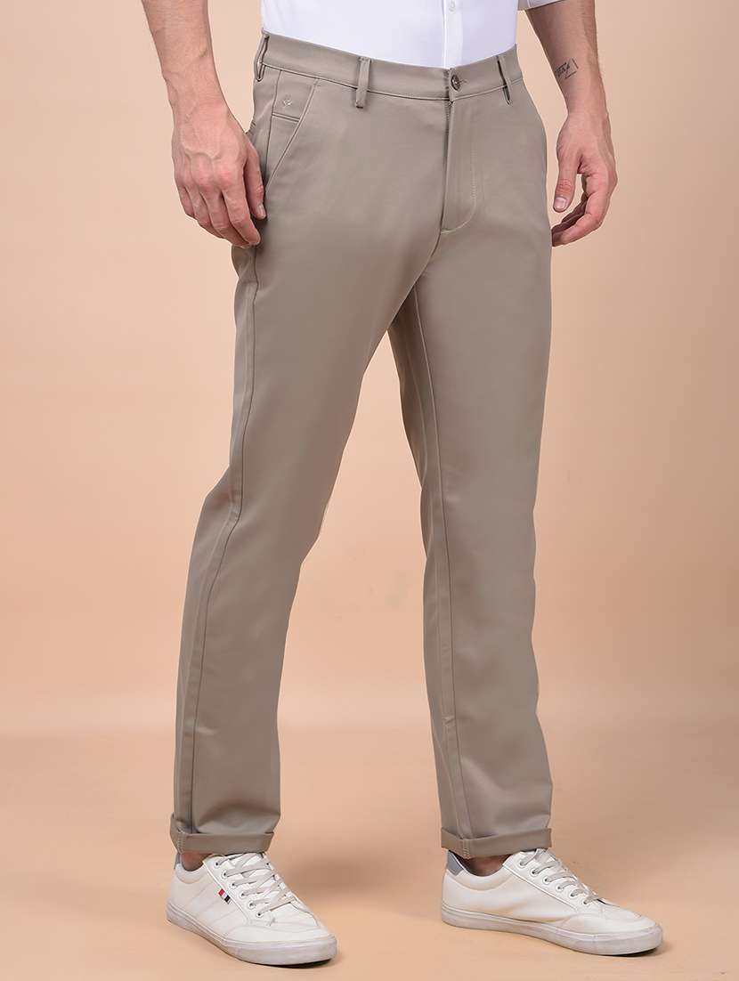 men solid mid rise flat front casual chinos - 21987537 - Standard Image - 2