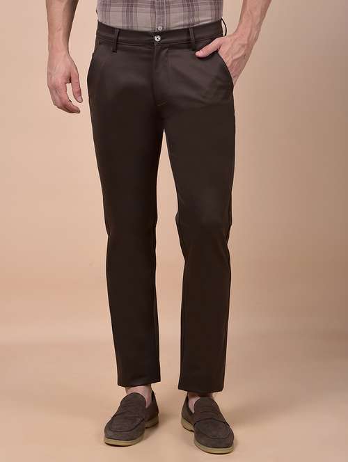 men solid mid rise flat front casual chinos - 21987539 - Standard Image - 0