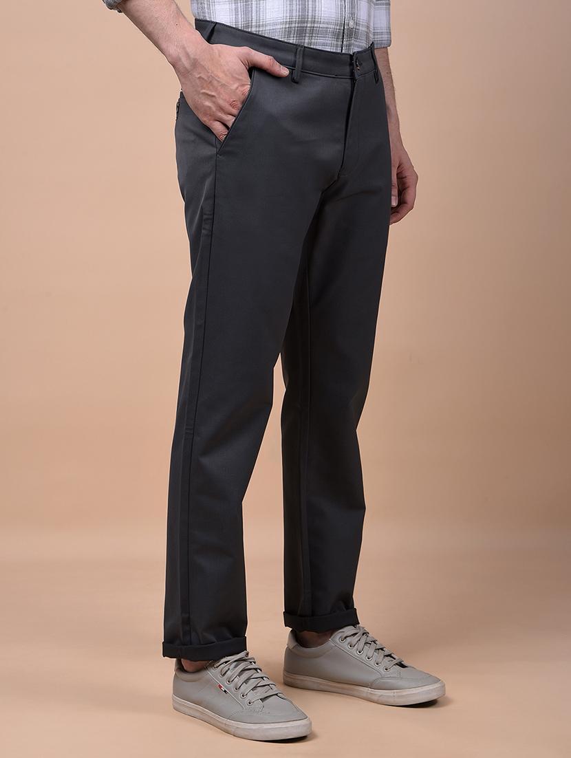 men solid mid rise flat front casual chinos - 21987542 - Standard Image - 2