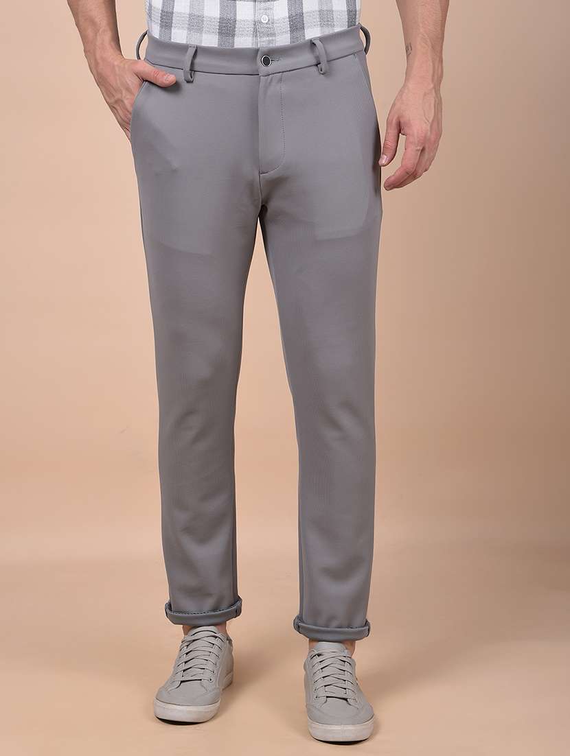 men solid mid rise flat front casual chinos 