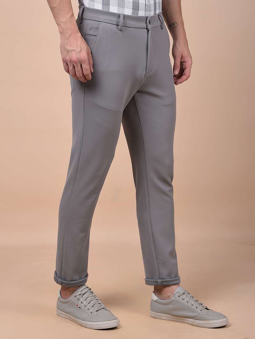 men solid mid rise flat front casual chinos - 21987543 - Standard Image - 2