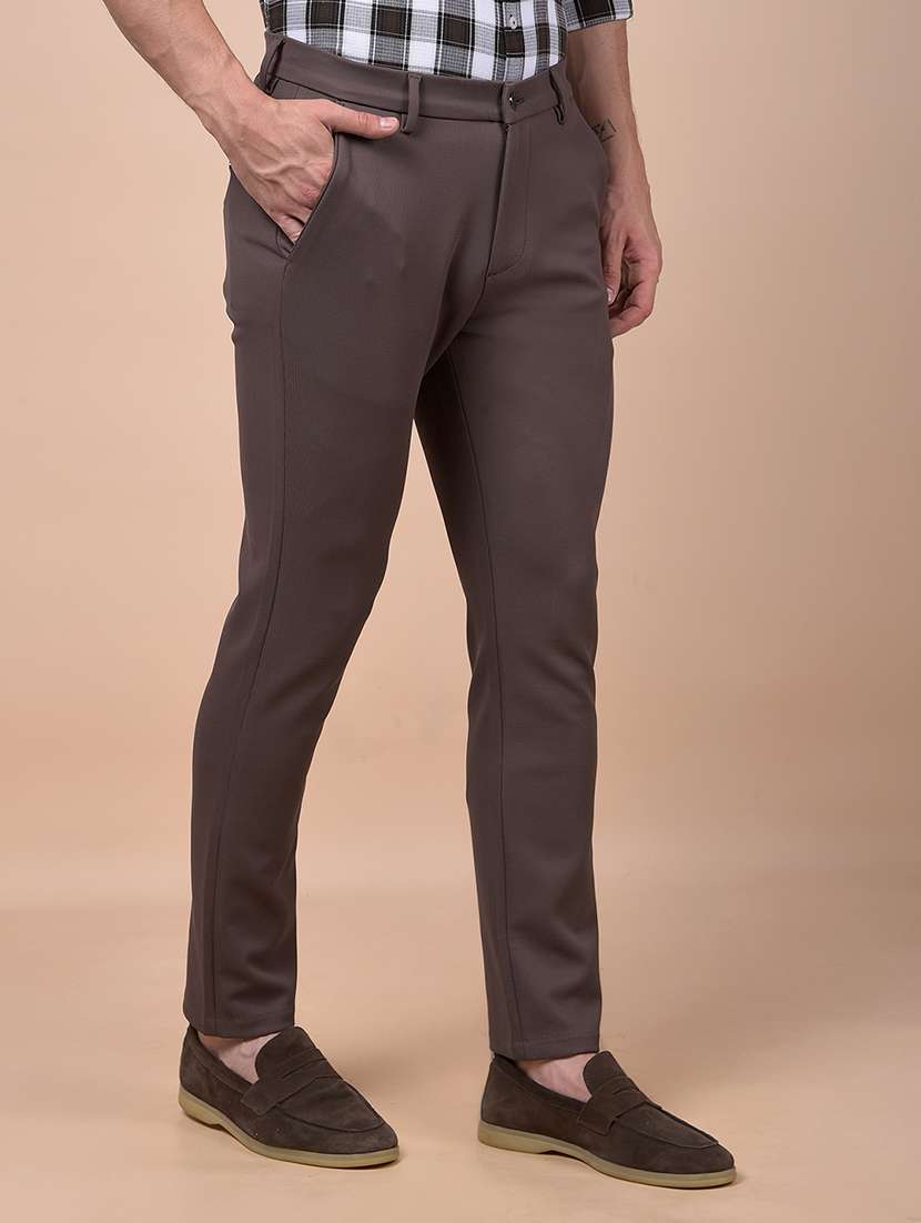 men solid mid rise flat front casual chinos - 21987544 - Standard Image - 2