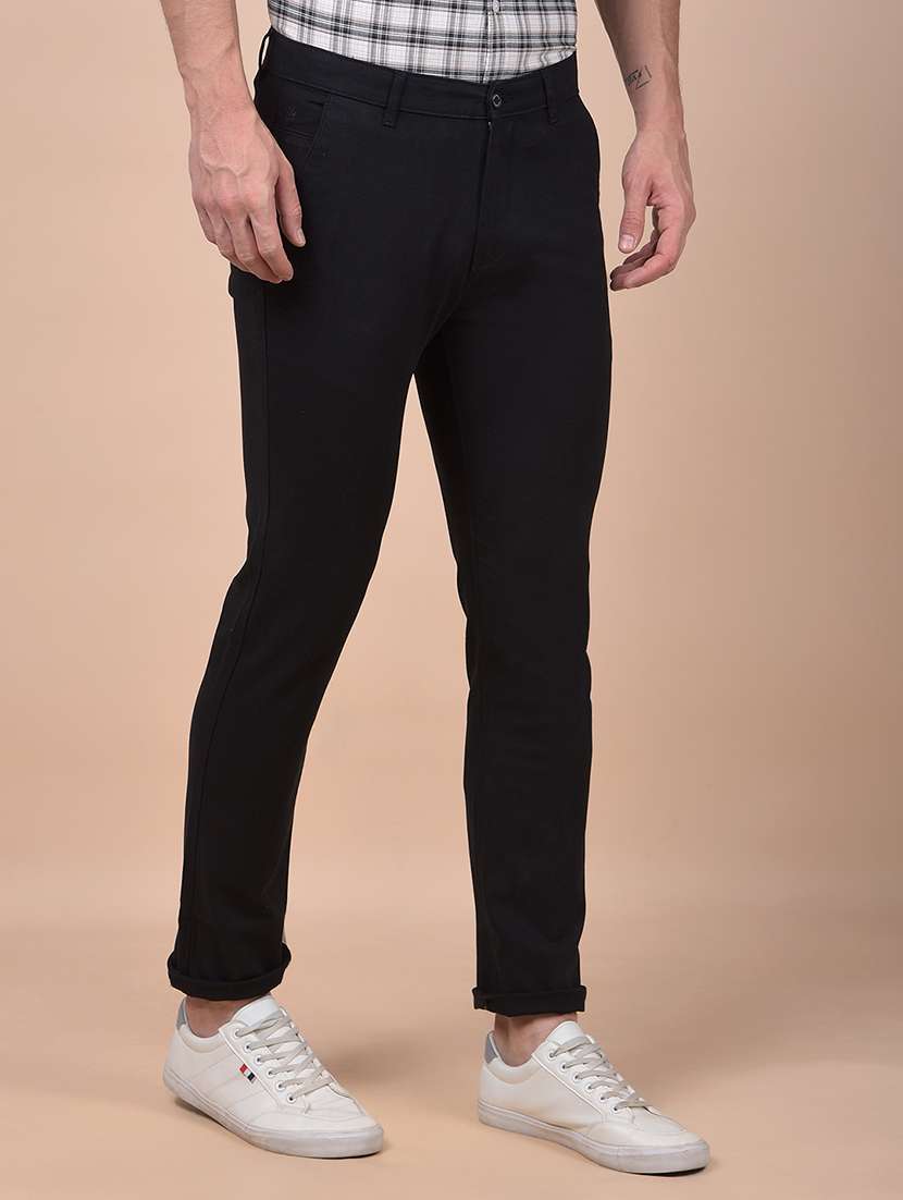 men solid mid rise flat front casual chinos - 21987554 - Standard Image - 2