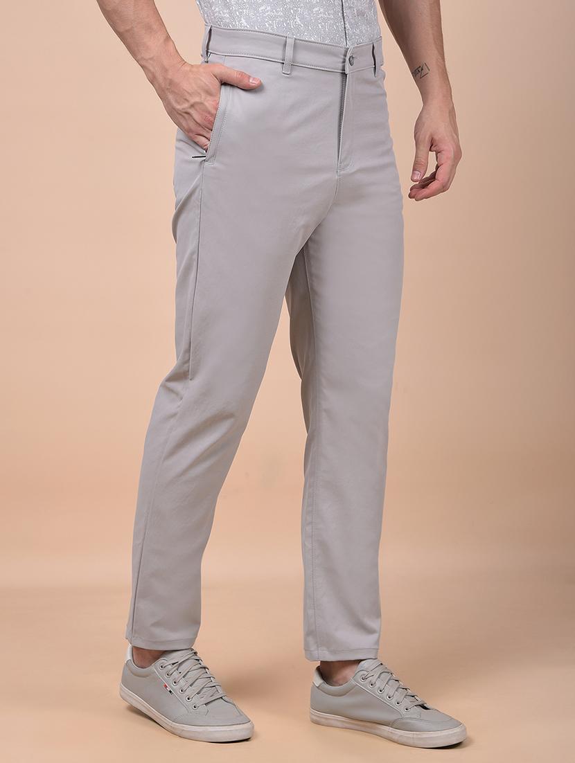 men solid mid rise flat front casual chinos - 21987555 - Standard Image - 2