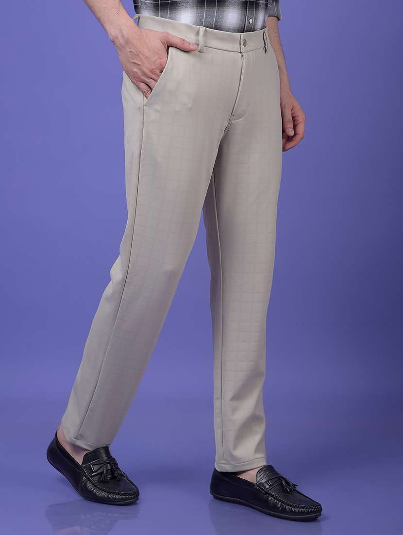 men checkered mid rise flat front casual chinos  - 21987556 -  Standard Image - 2