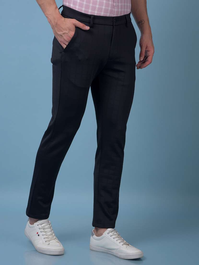 men checkered mid rise flat front casual chinos  - 21987559 -  Standard Image - 2