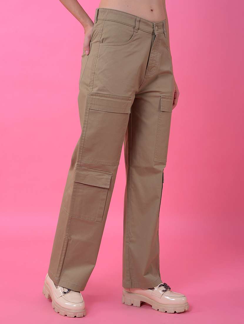 women solid mid rise relaxed fit cargo - 21987564 -  Standard Image - 2