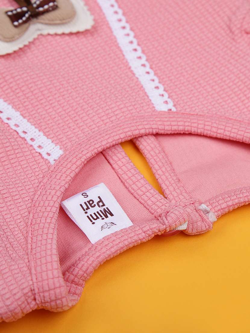 girls solid short sleeve frock with blommer - 21987652 -  Standard Image - 2