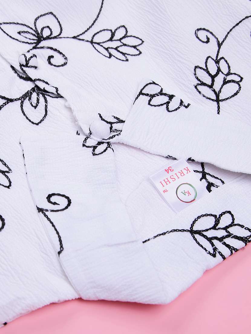 girls embroidered three quarter sleeve top - 21987720 -  Standard Image - 2