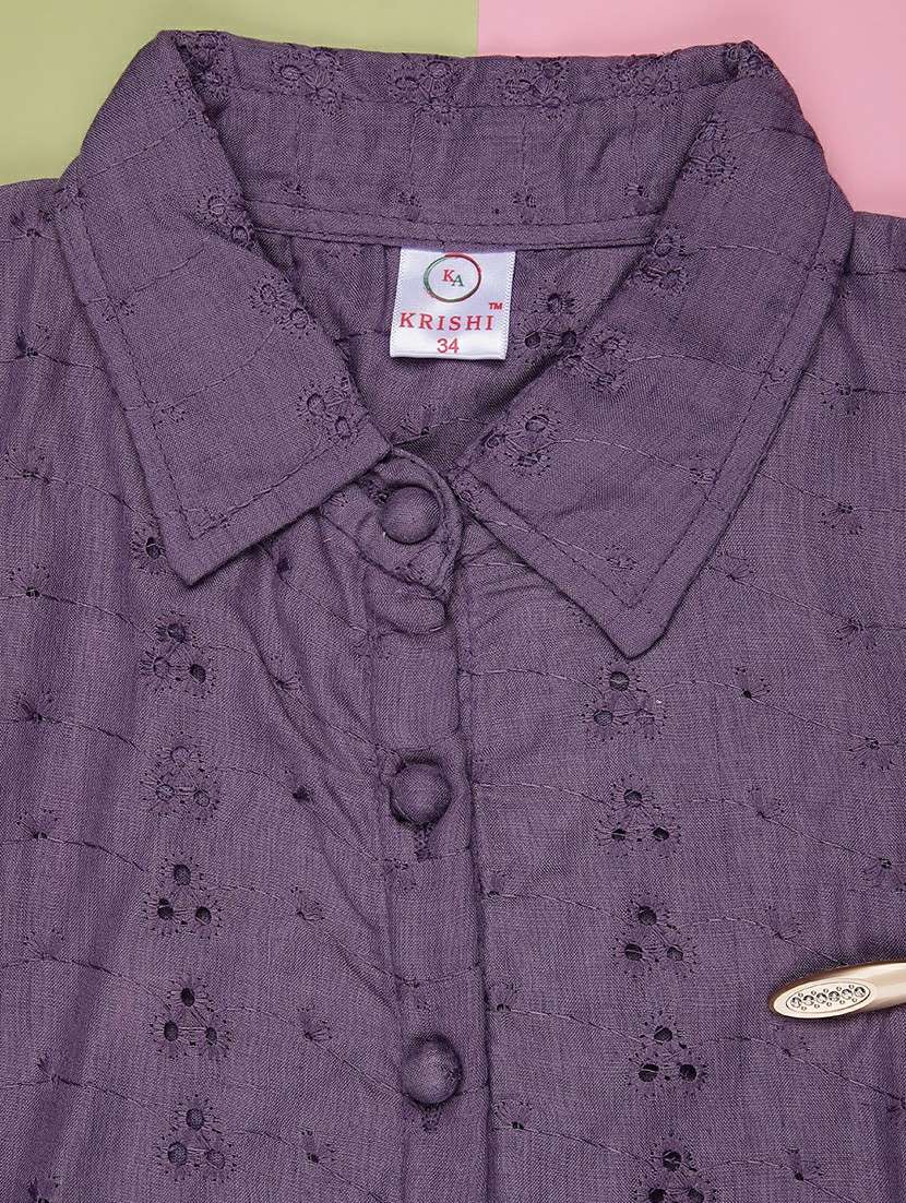 girls self design three quarter sleeve top - 21987725 -  Standard Image - 2