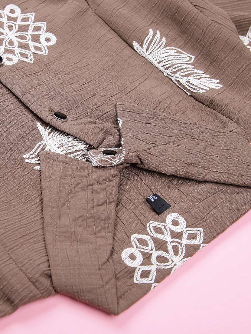 girls embroidered three quarter sleeve top - 21987730 -  Standard Image - 2