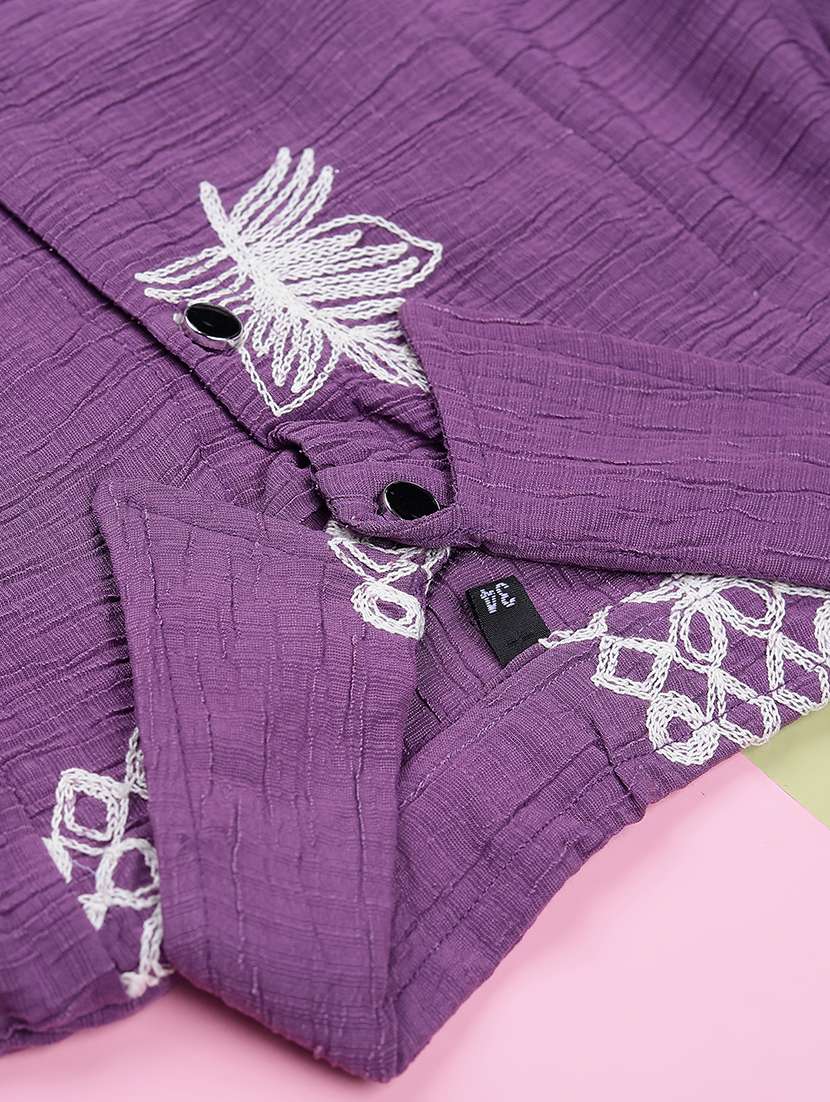 girls embroidered three quarter sleeve top - 21987732 -  Standard Image - 2