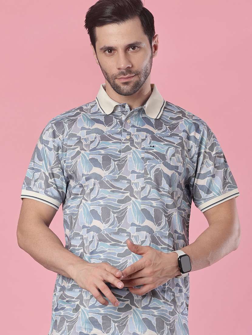 men printed short sleeve regular fit polo t-shirt - 21987811 -  Zoom Image - 0