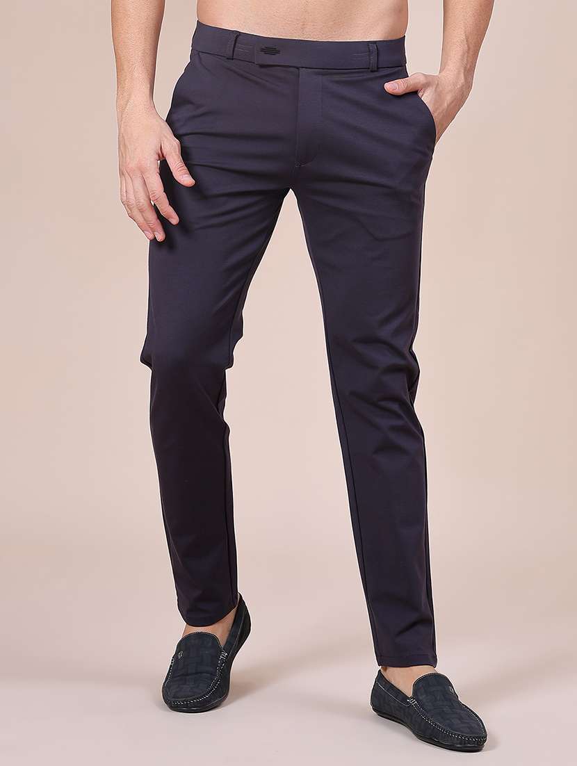 men solid mid rise flat front casual trouser - 21987897 -  Standard Image - 2