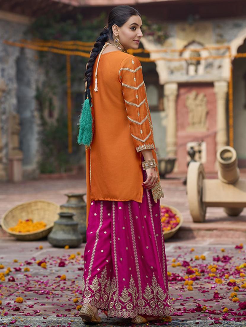 women embroidered long sleeve kurta palazzo with dupatta set - 21987933 - Standard Image - 2