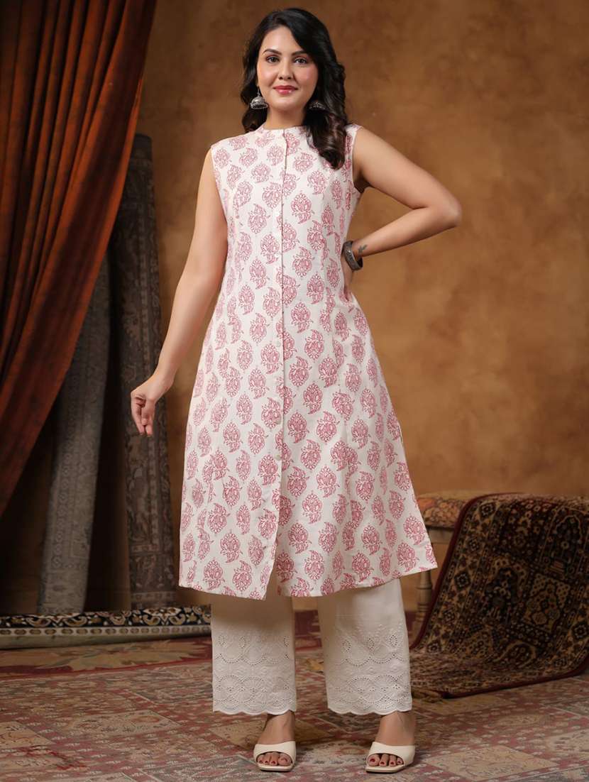 women printed sleeveless kurta pant set - 21987938 -  Zoom Image - 0