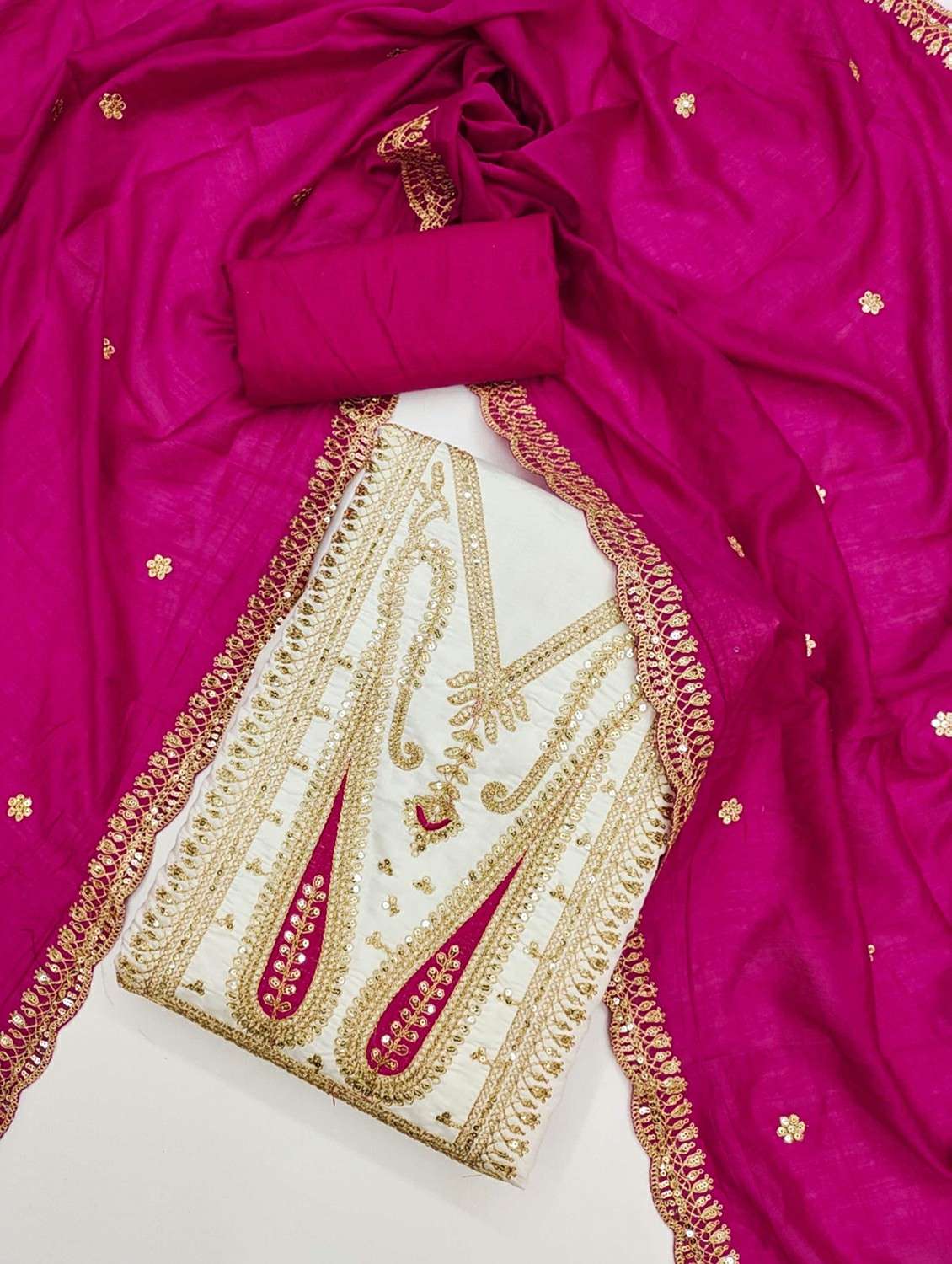 women solid with work embroidered unstitched suit set - 21987969 -  Standard Image - 2