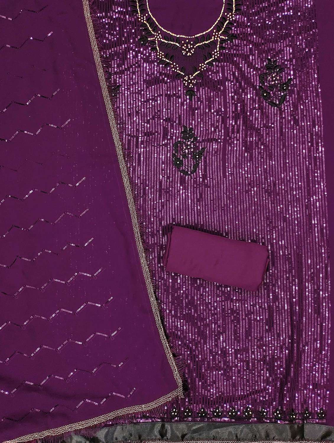 women solid with work embellished unstitched suit set - 21988085 -  Standard Image - 2