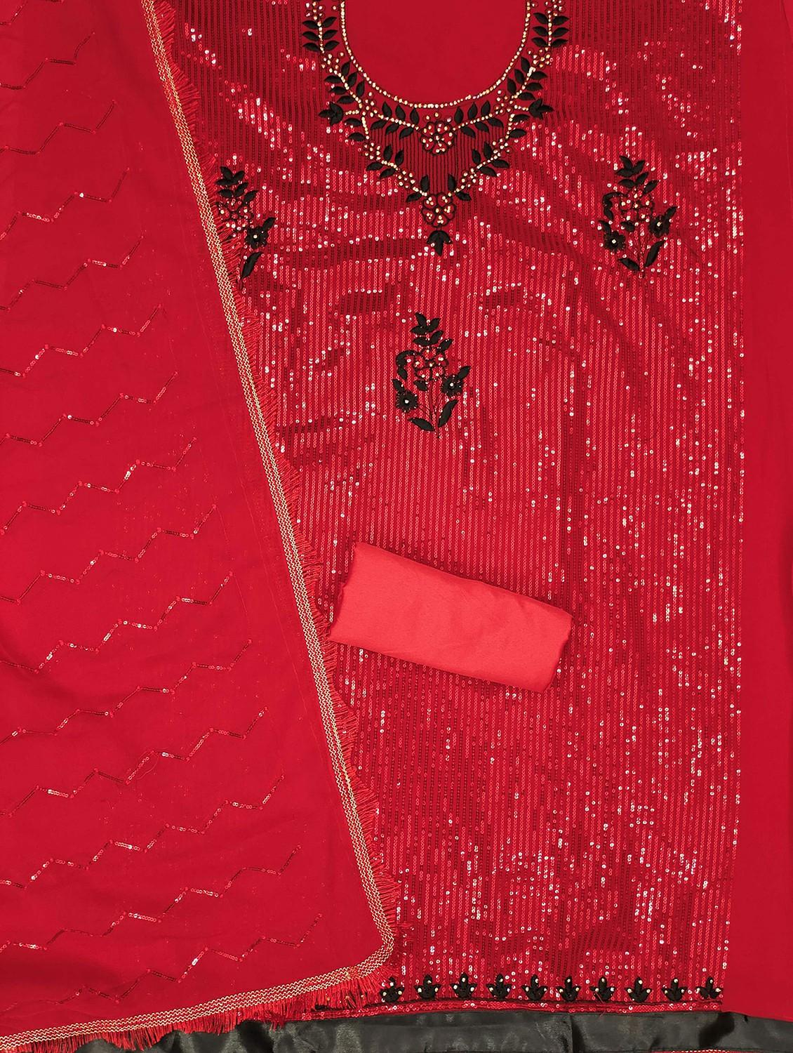 women solid with work embellished unstitched suit set - 21988086 - Standard Image - 2