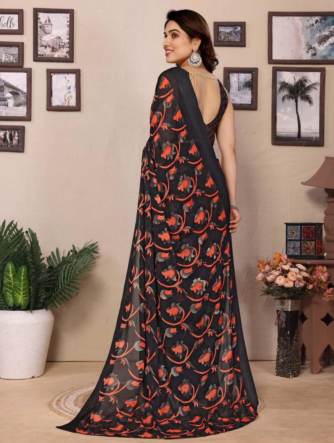women printed casual wear saree with blouse - 21988139 - Standard Image - 2