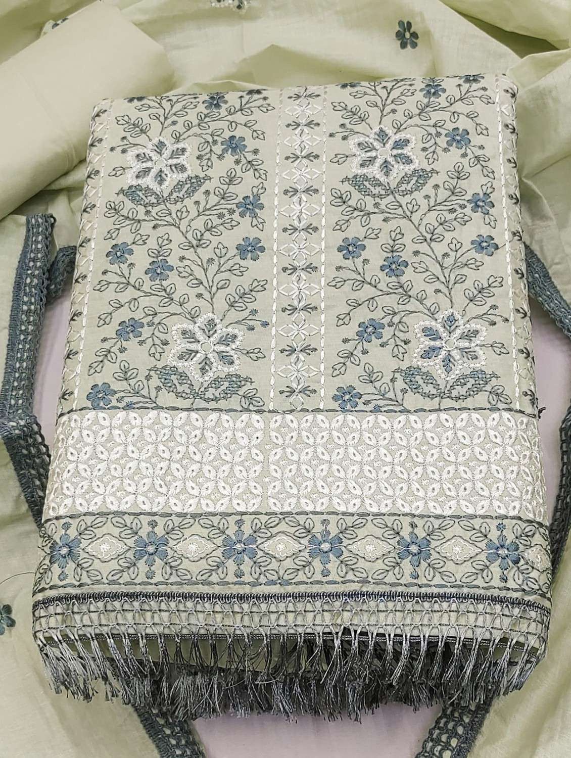 women solid with work embroidered unstitched suit set - 21988158 -  Standard Image - 2