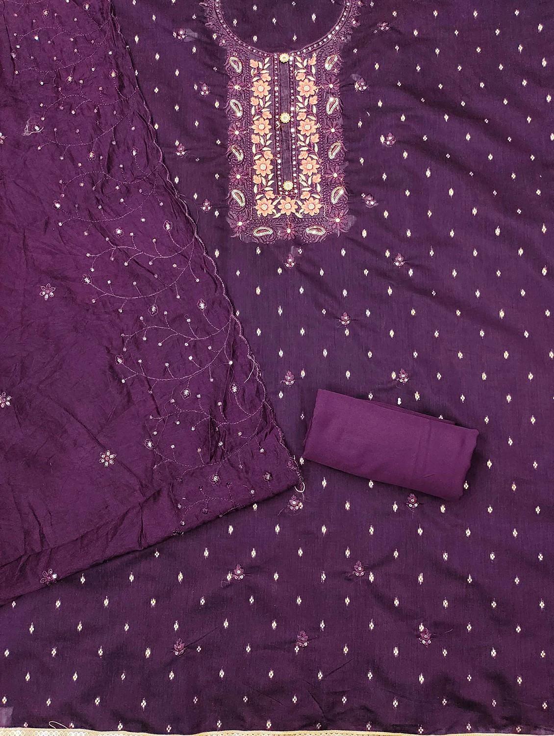 women self design embroidered unstitched suit set - 21988167 - Standard Image - 2