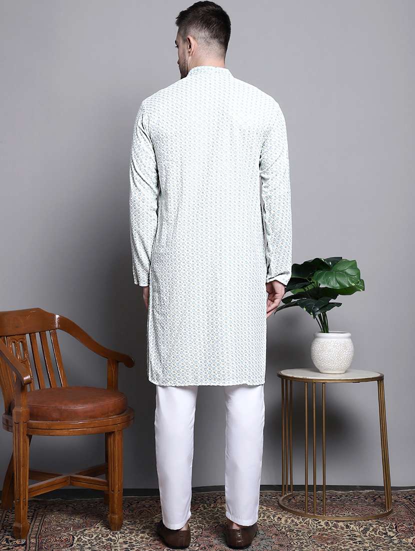 men embroidered mandarin neck kurta pyjama ethnic wear set - 21988184 -  Standard Image - 2