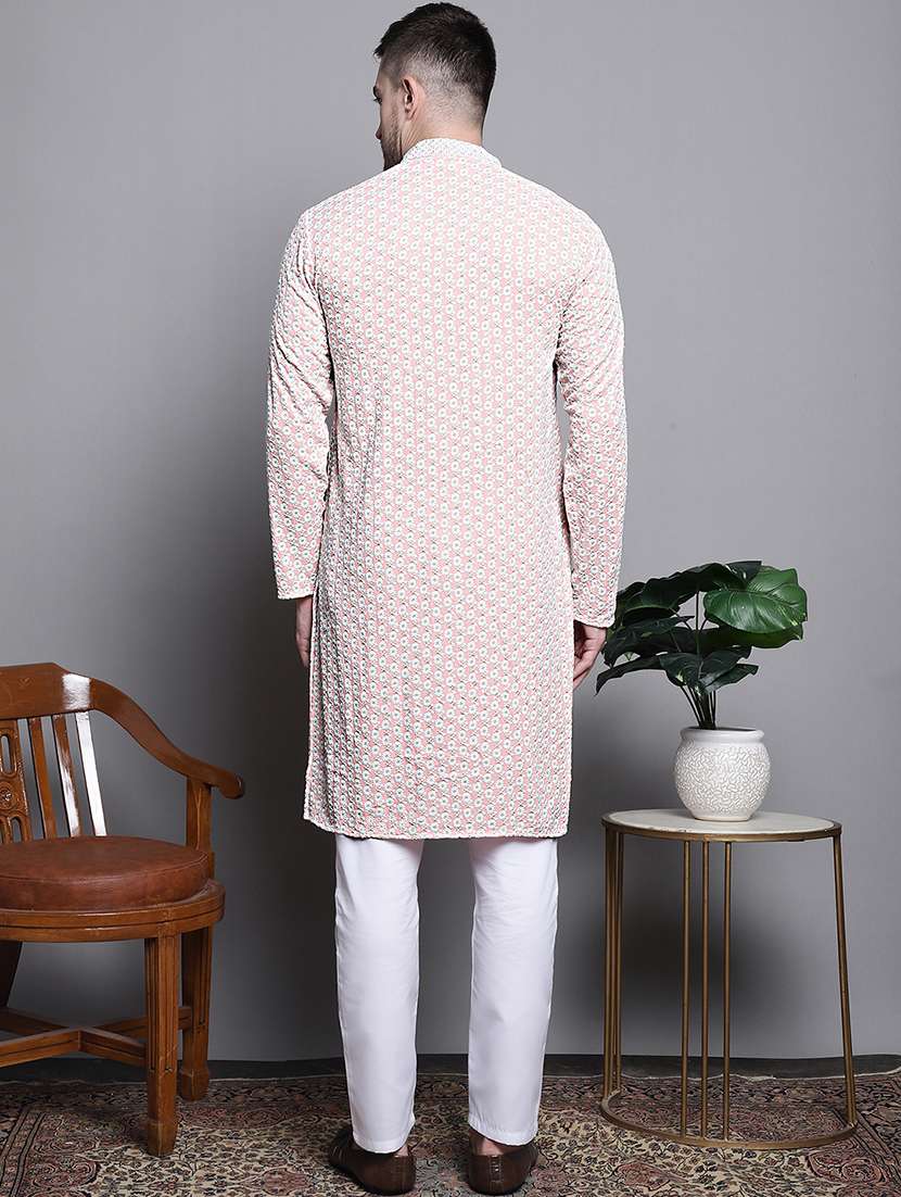 men embroidered mandarin neck kurta pyjama ethnic wear set - 21988186 -  Standard Image - 2