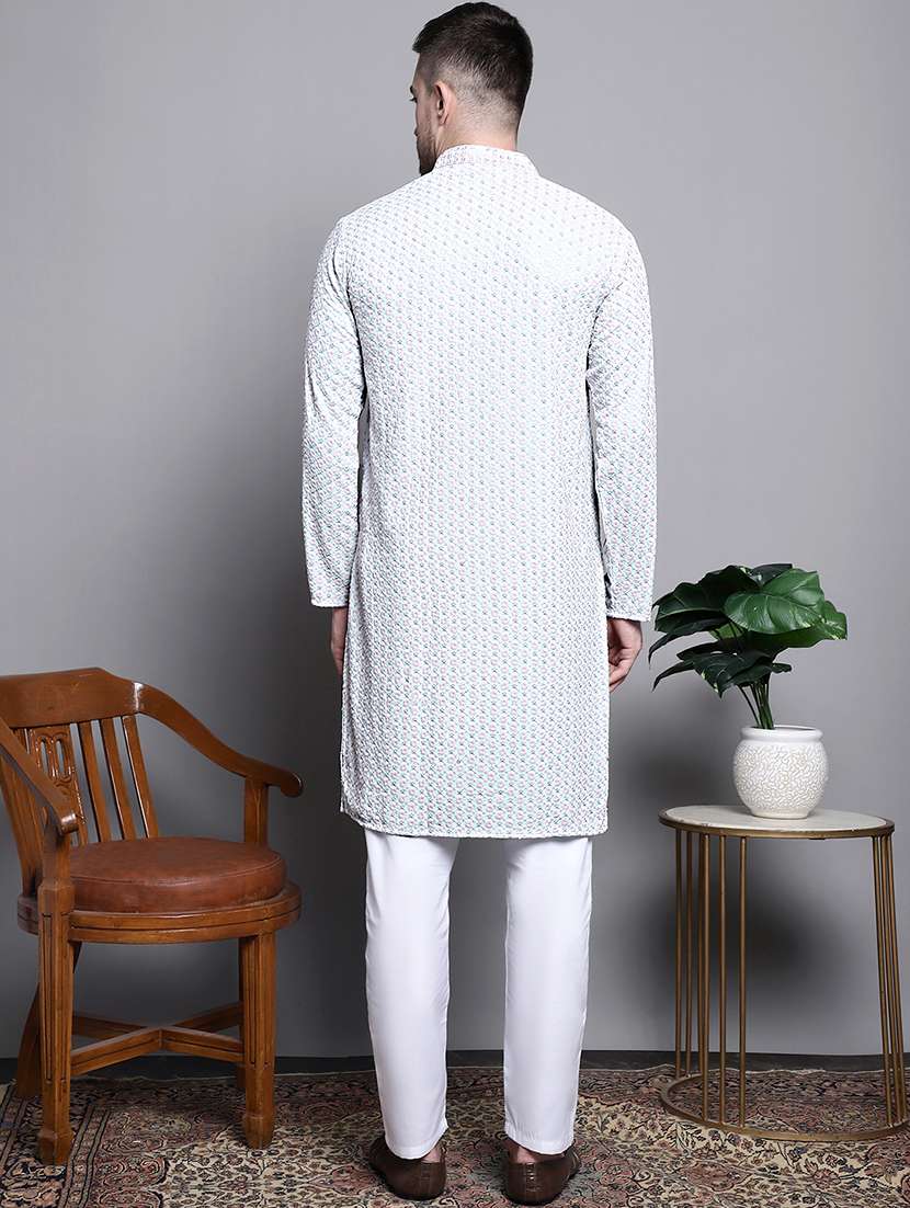 men embroidered mandarin neck kurta pyjama ethnic wear set - 21988187 -  Standard Image - 2