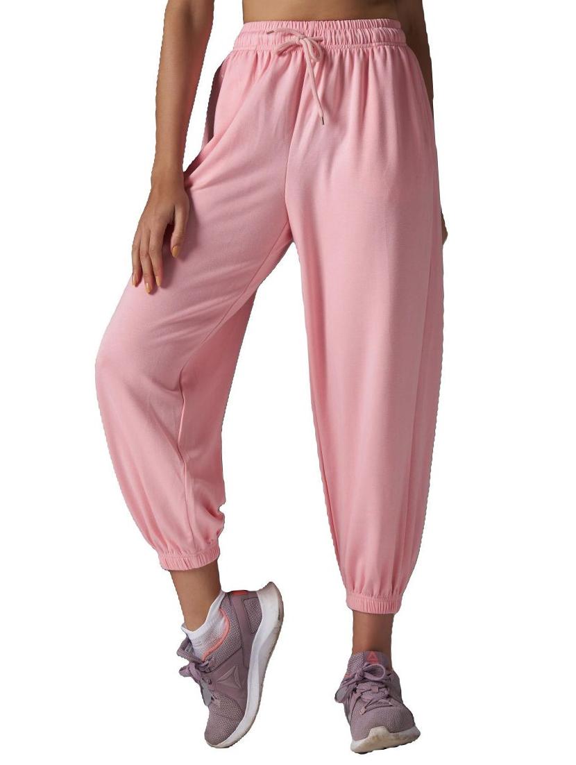 women pink solid relaxed fit jogger