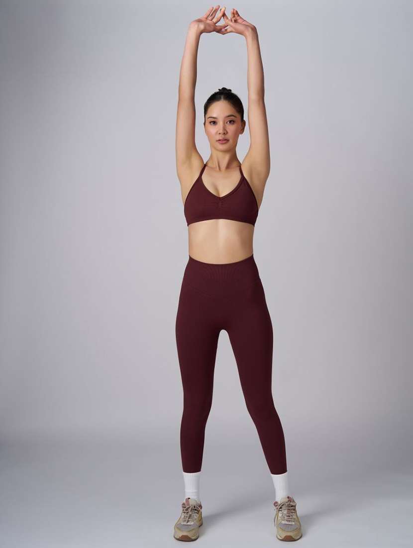 women solid high rise ankle length legging