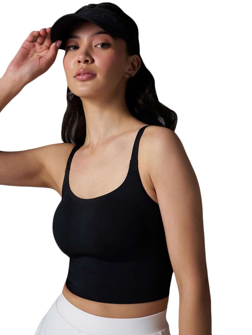 women black solid sports bra - 21988249 -  Zoom Image - 0