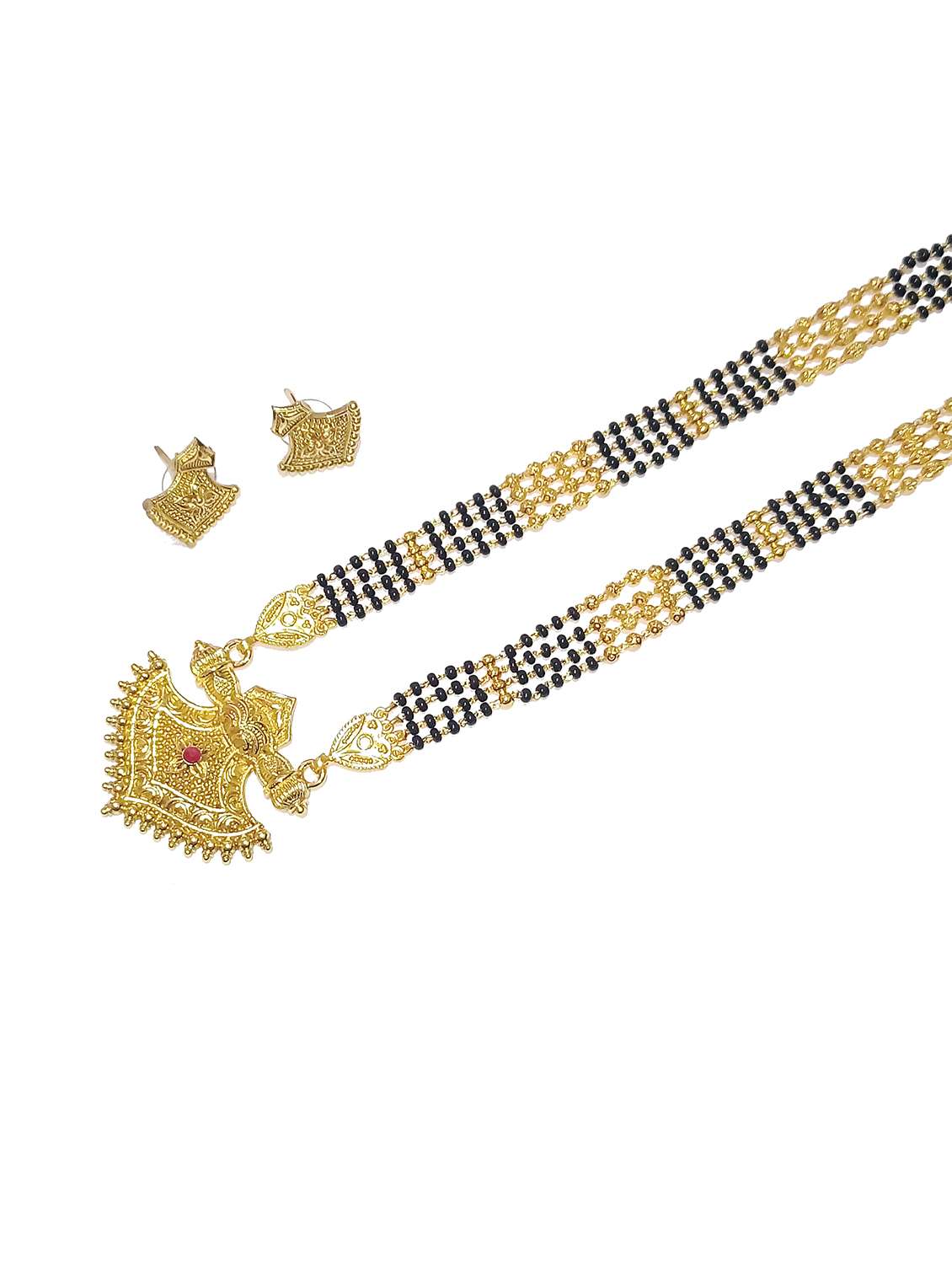 women gold plated mangalsutra set with earrings - 21988255 -  Standard Image - 2
