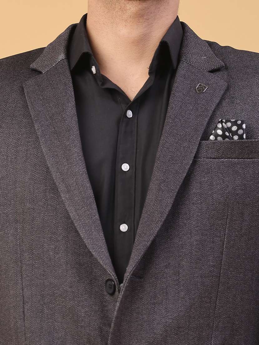 men self design lapel collar single breasted casual blazer - 21988349 -  Standard Image - 2