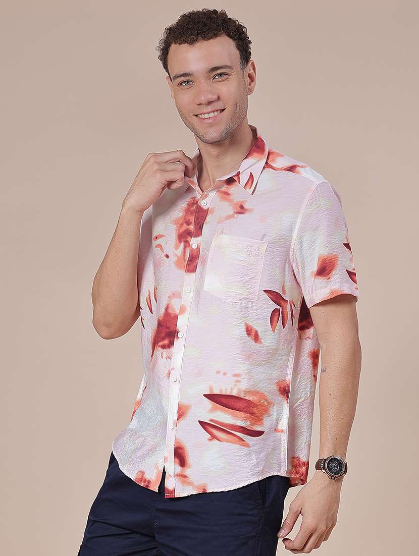 men printed short sleeve regular fit casual shirt - 21988491 -  Standard Image - 2