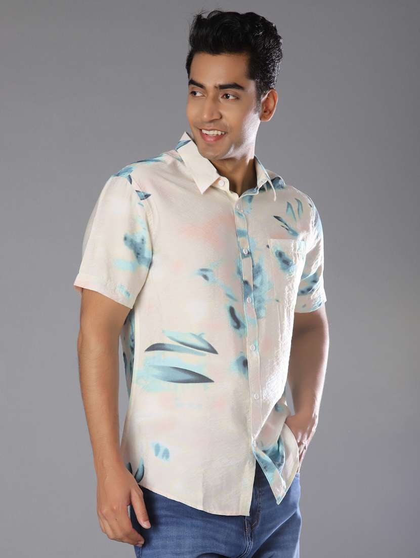 men printed short sleeve regular fit casual shirt - 21988492 -  Standard Image - 2
