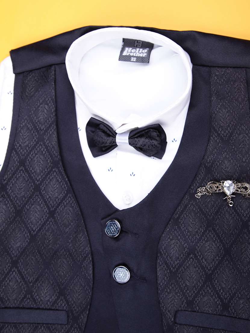 boys self design trouser & shirt with waist coat set - 21988581 -  Standard Image - 2