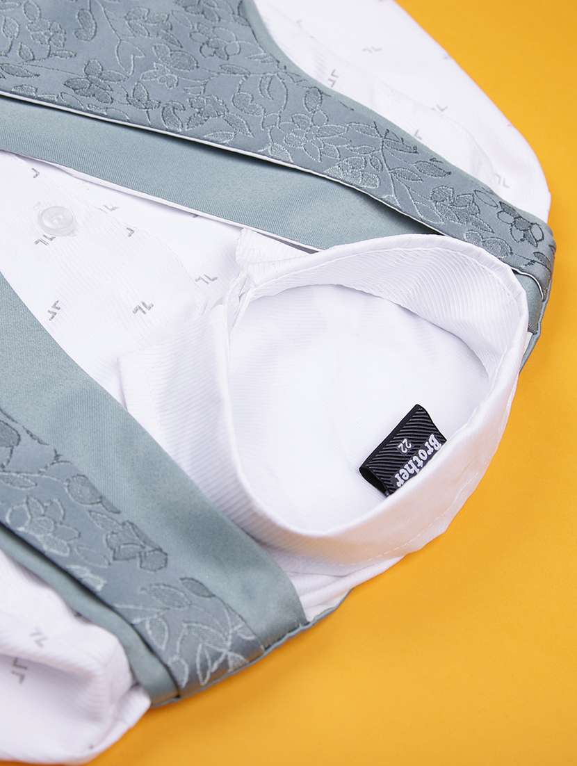 boys self design trouser & shirt with waist coat set - 21988587 -  Standard Image - 2