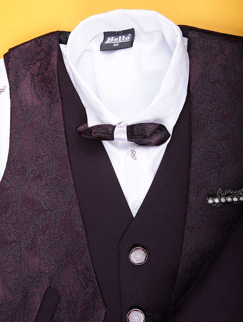 boys self design trouser & shirt with waist coat set - 21988591 -  Standard Image - 2