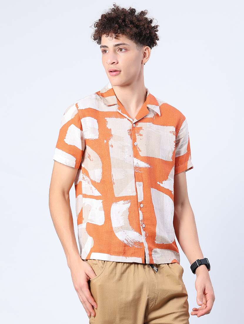 men printed short sleeve regular fit casual shirt - 21988597 -  Standard Image - 2