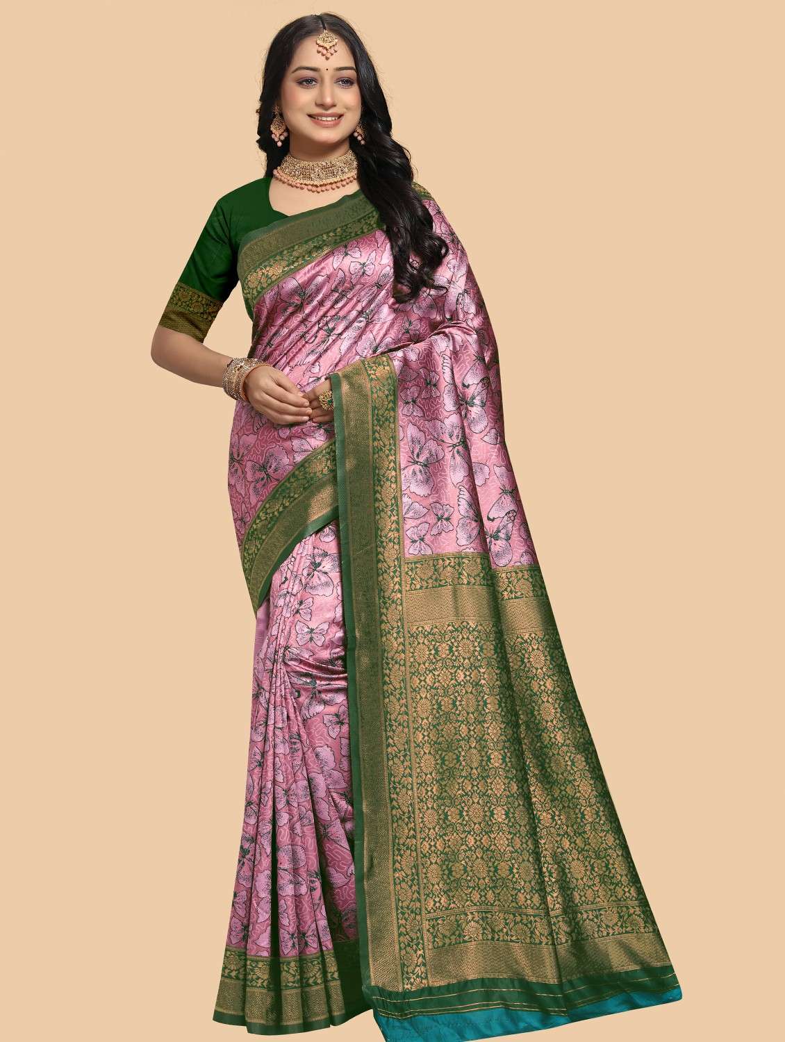 women self design banarasi saree with blouse