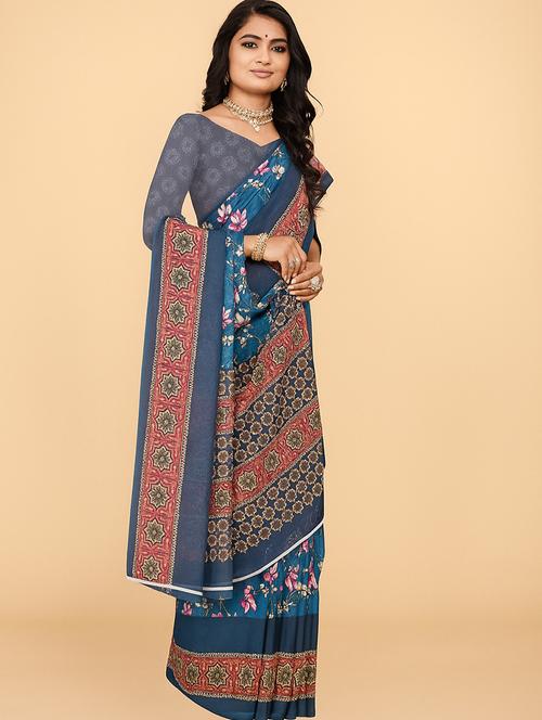 women printed casual wear saree with blouse - 21988721 - Standard Image - 0