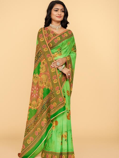 women printed casual wear saree with blouse - 21988722 - Standard Image - 0