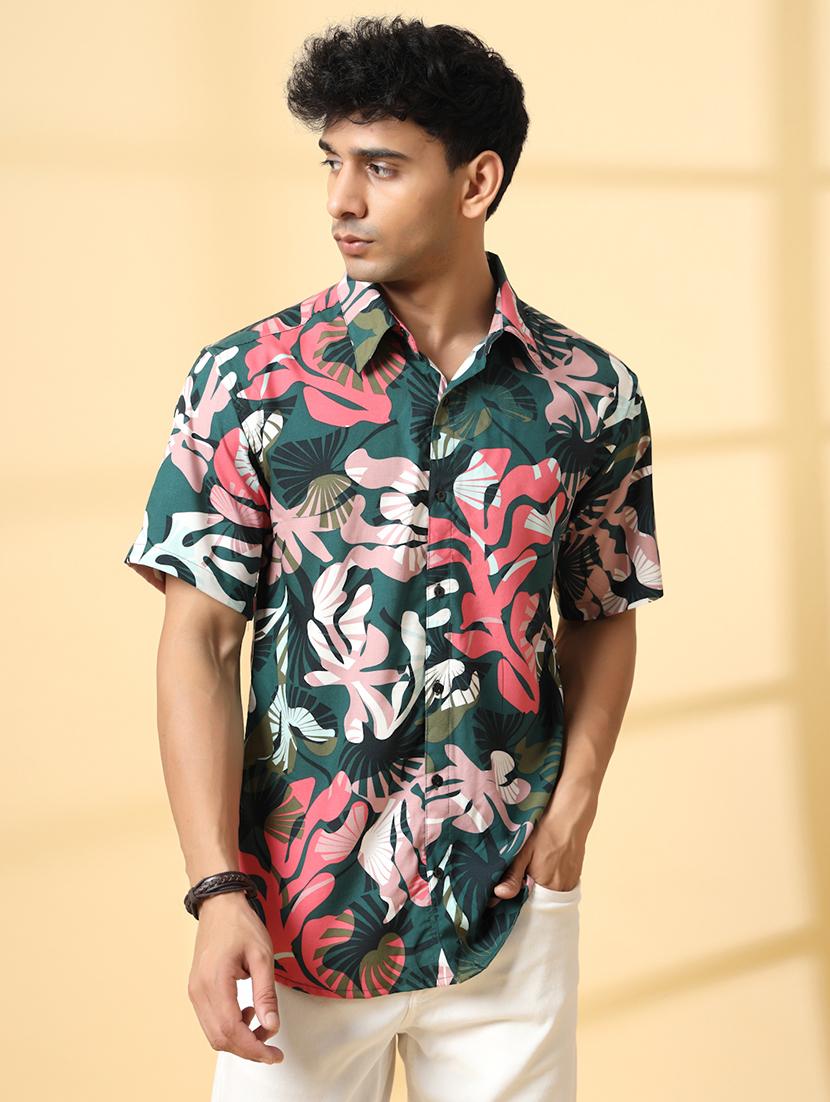 men printed short sleeve regular fit casual shirt - 21988750 - Standard Image - 2