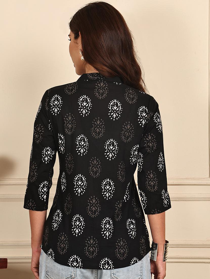 women printed three quarter sleeve straight kurti - 21988818 - Standard Image - 2