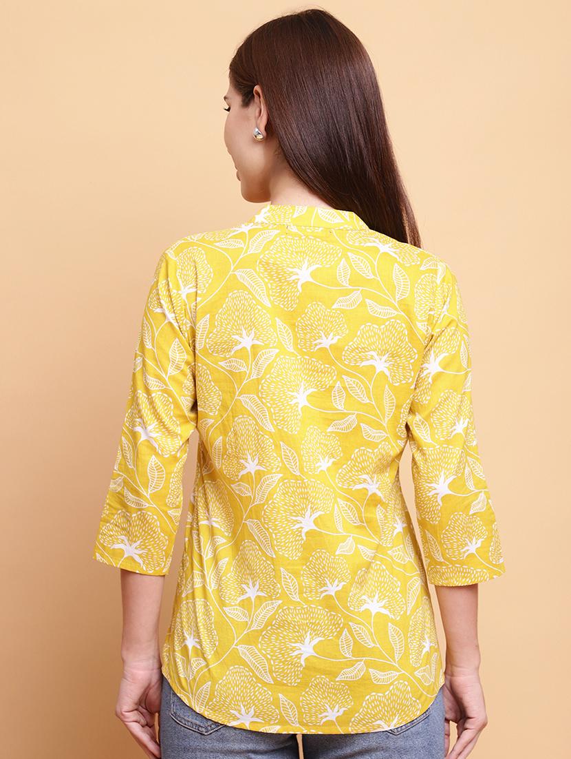 women printed three quarter sleeve a-line kurti - 21988822 - Standard Image - 2