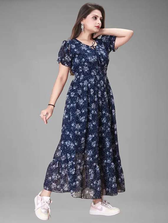 women floral print puff sleeve tiered maxi dress - 21988871 -  Standard Image - 2