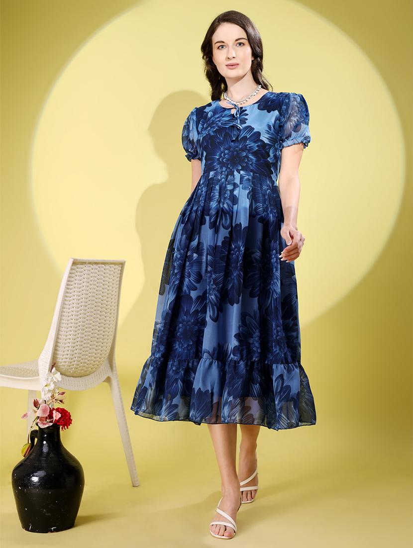 women floral print puff sleeve tiered dress - 21988884 - Standard Image - 2