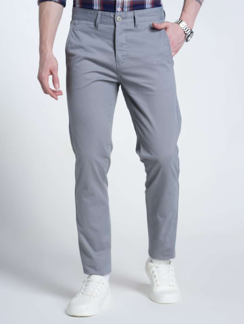 men solid mid rise flat front casual chinos - 21988899 - Zoom Image - 0